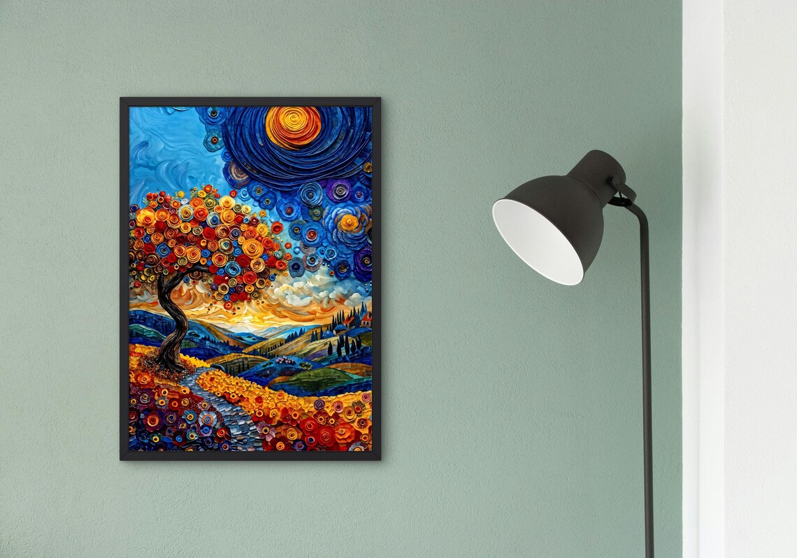 Whimsical Bloomscape, Van Gogh Style Floral Landscape - Image 6