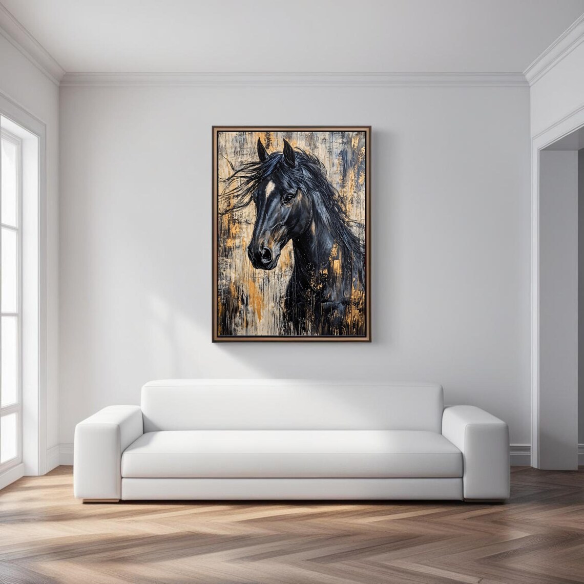 Wild Black Horse Painting, Modern Abstract Equine Art - Image 4