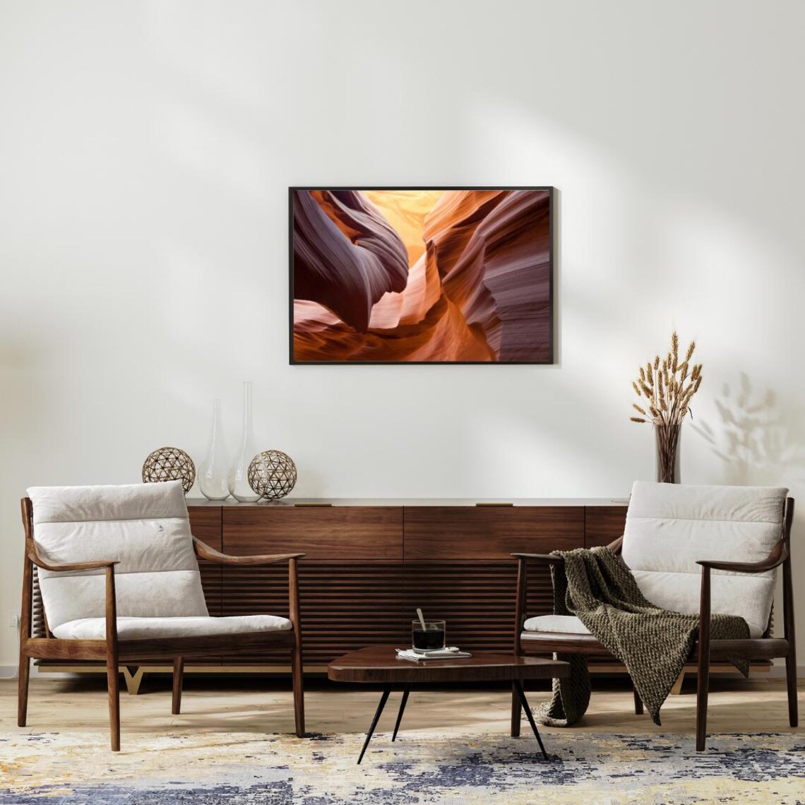 Sunlit Canyon Desert Landscape Photography Print - Image 2