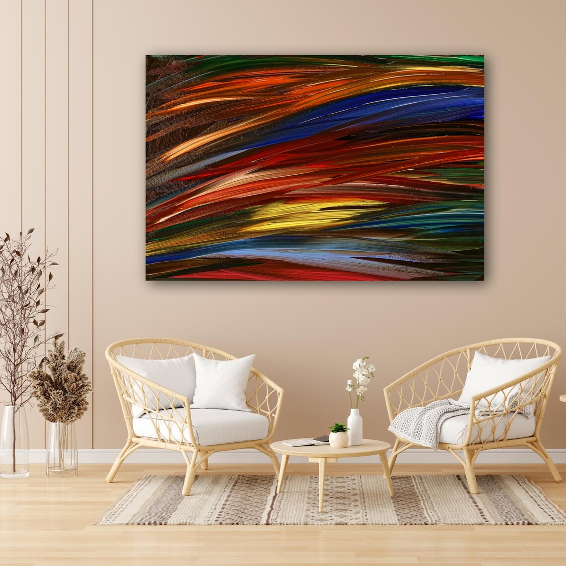 Vibrant Abstract Brush Strokes, Modern Decor