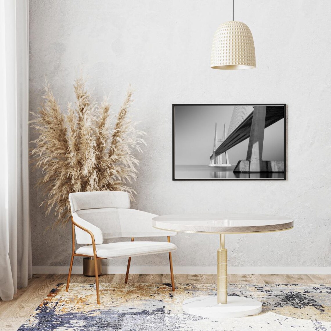 Architectural Elegance, Monochrome Bridge Minimalist Art Print - Image 4