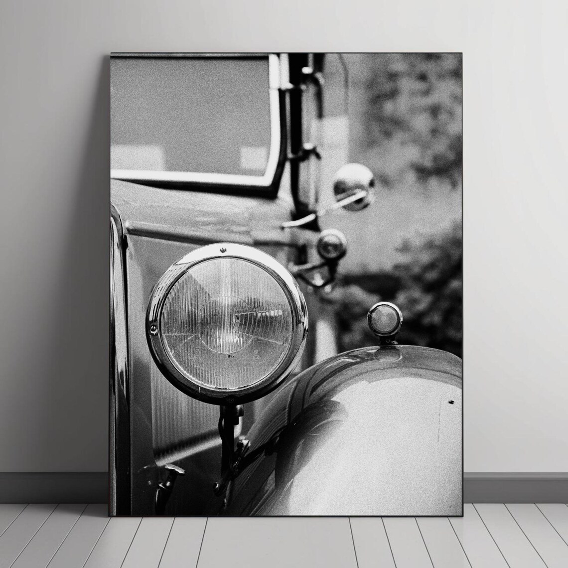 Vintage Car Close-Up, Classic Black And White Photography