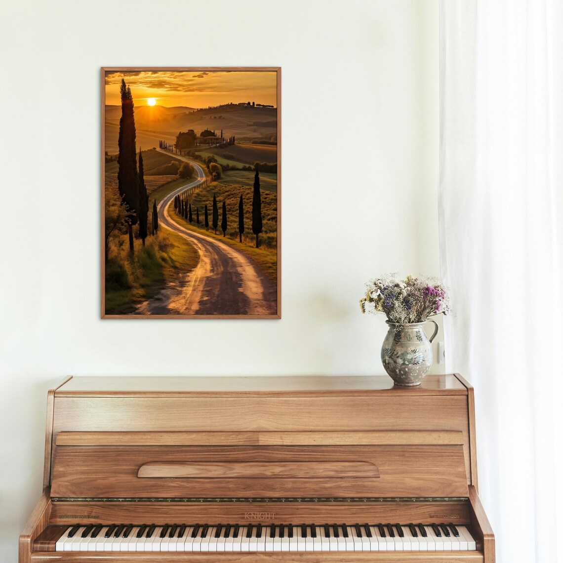 Tuscany Sunset Road, Scenic Landscape Art Print - Image 6