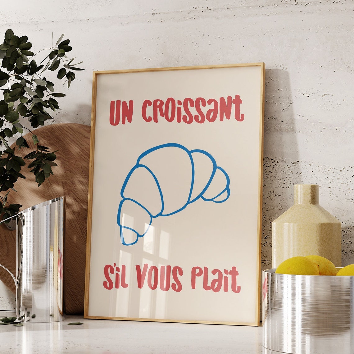 Un Croissant Sil Vous Plait French Kitchen Line Art Cafe Poster - Image 4