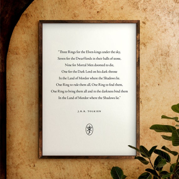 One Ring To Rule Them All, Tolkien Quote Art Print