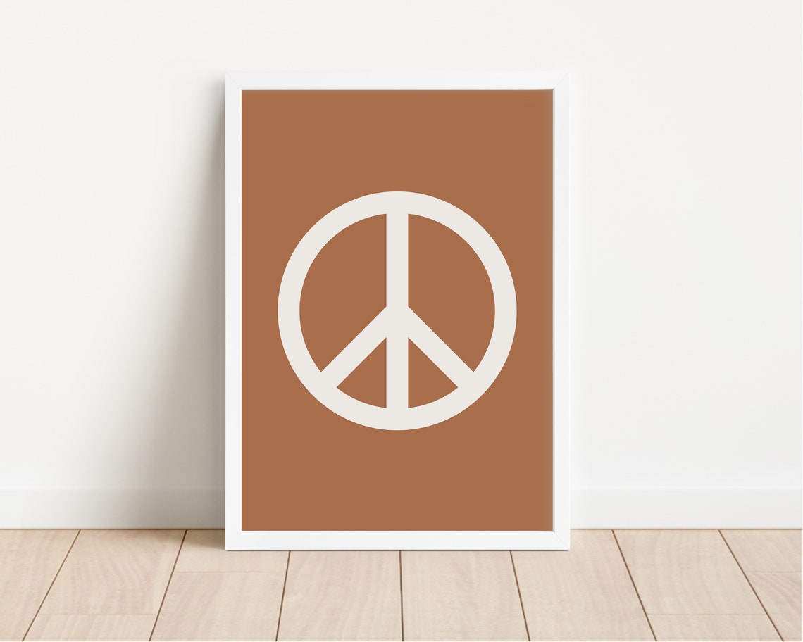 Peace Symbol Poster Terracotta Minimalist Boho Nursery Kids Room Decor - Image 2