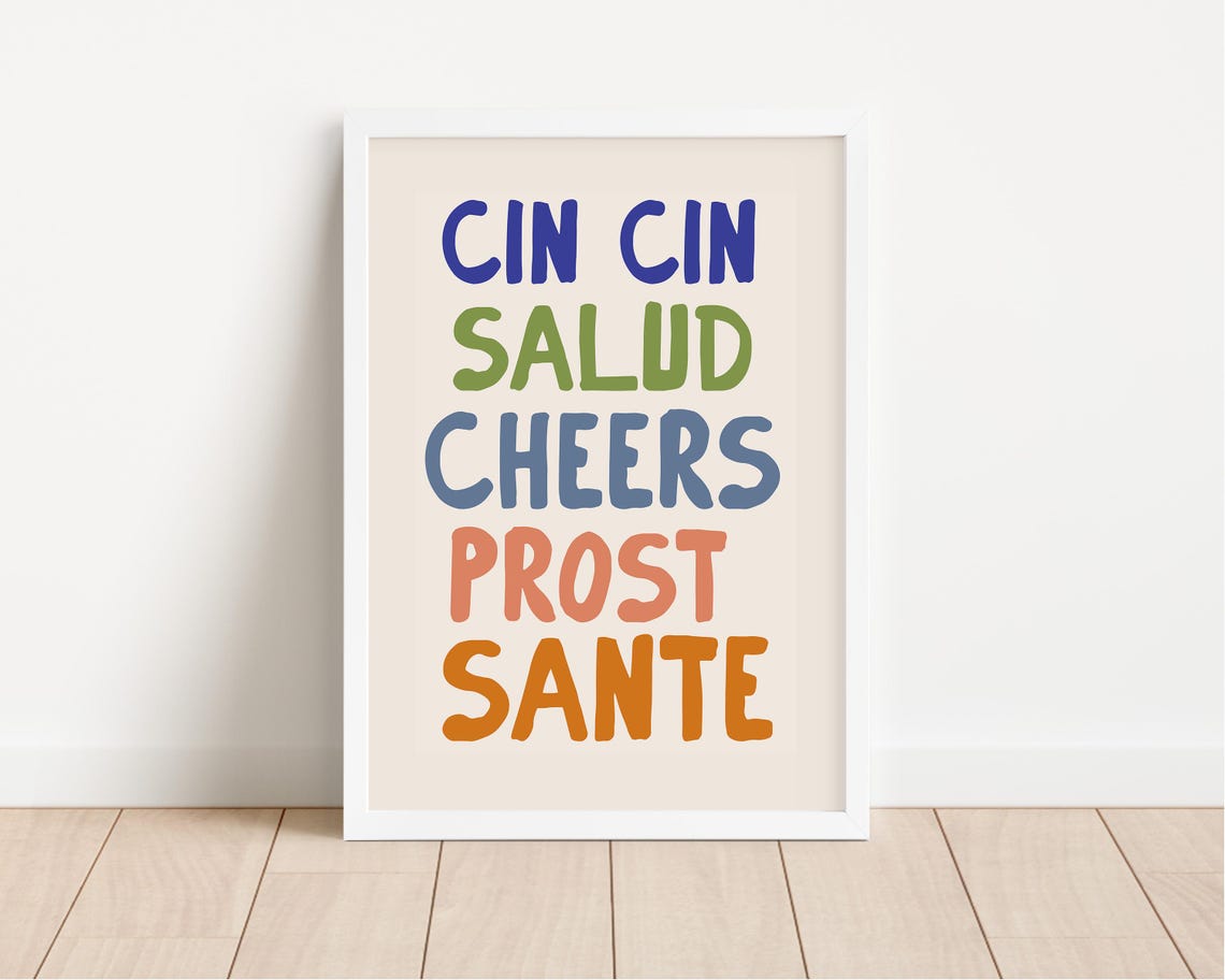 Cin Cin Salud Cheers Prost Sante Fun Multilingual Cheers Poster - Image 2