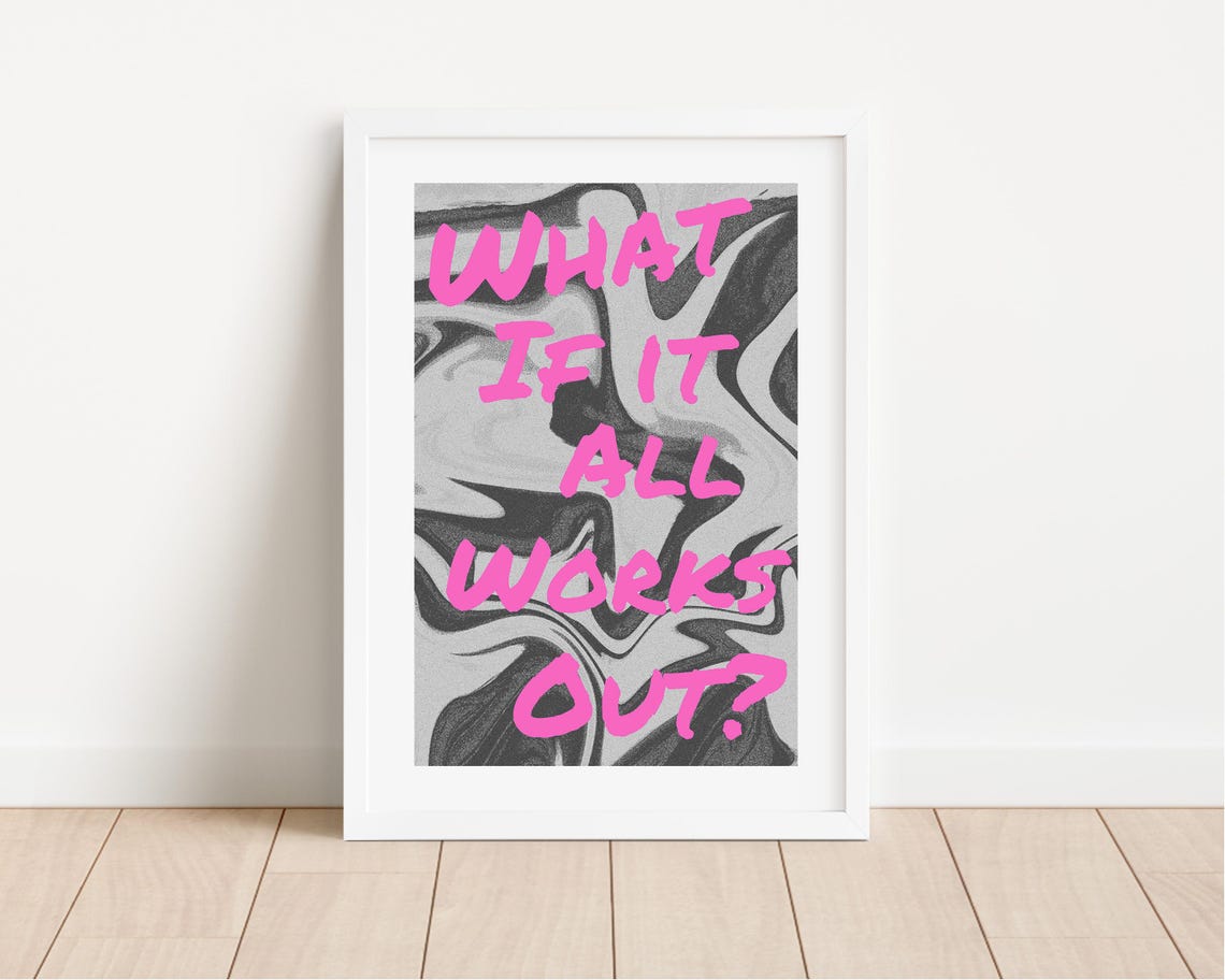 What If It All Works Out Pink Marble Motivational Typography Poster - Image 2