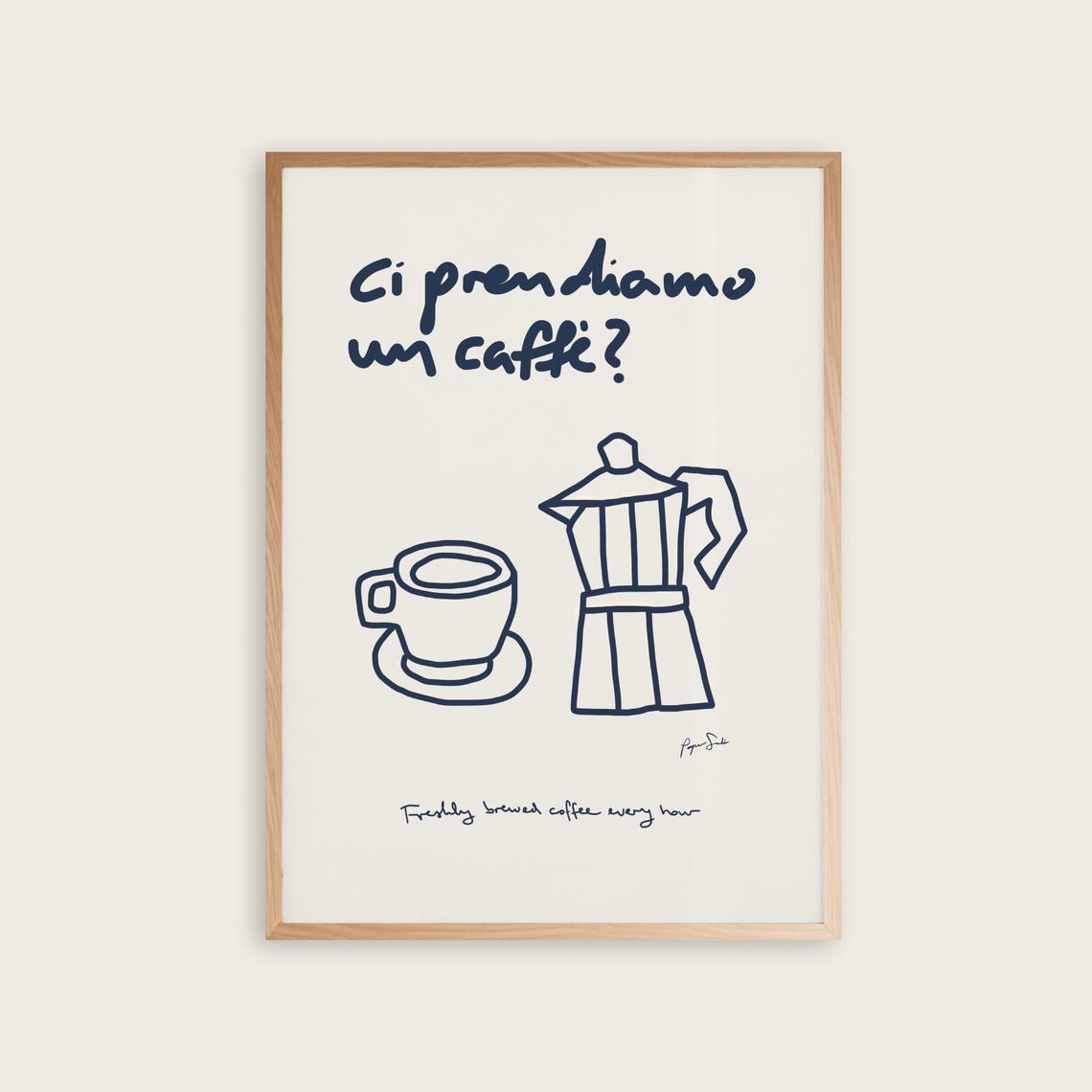 Ci Prendiamo Un Caffe Handwritten Italian Moka Pot Line Art Poster