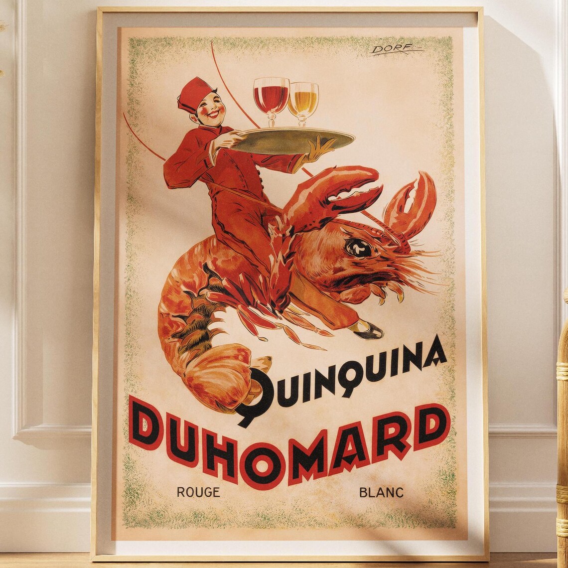 Quinquina Duhomard Vintage French Drink Lobster Waiter Poster