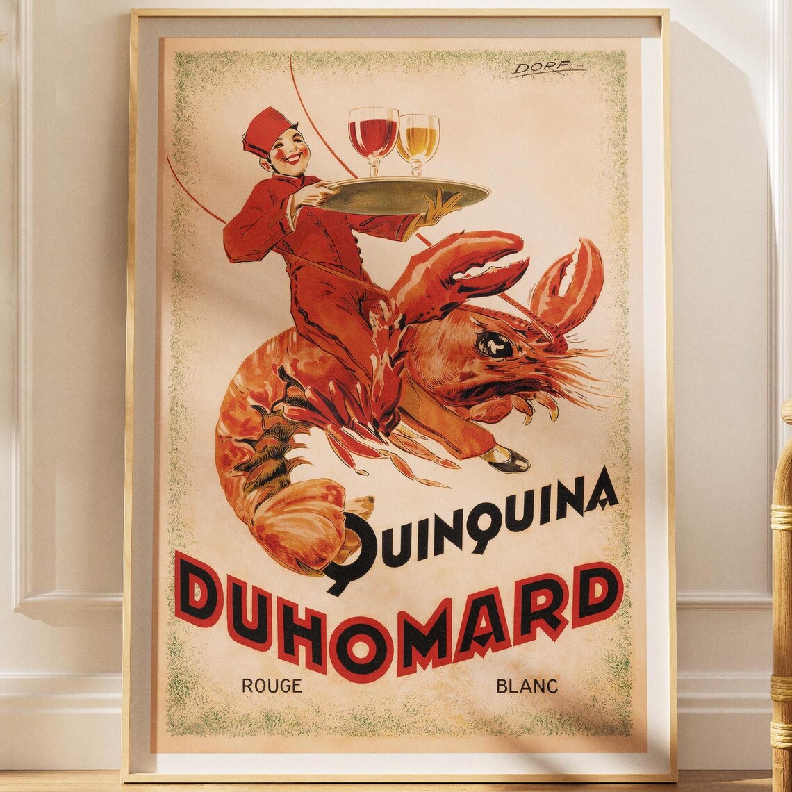 Duhomard Quinquina Vintage French Drink Red Lobster Waiter Poster