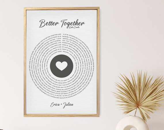 Better Together Luke Combs Lyrics Vinyl Style Wedding Song Print