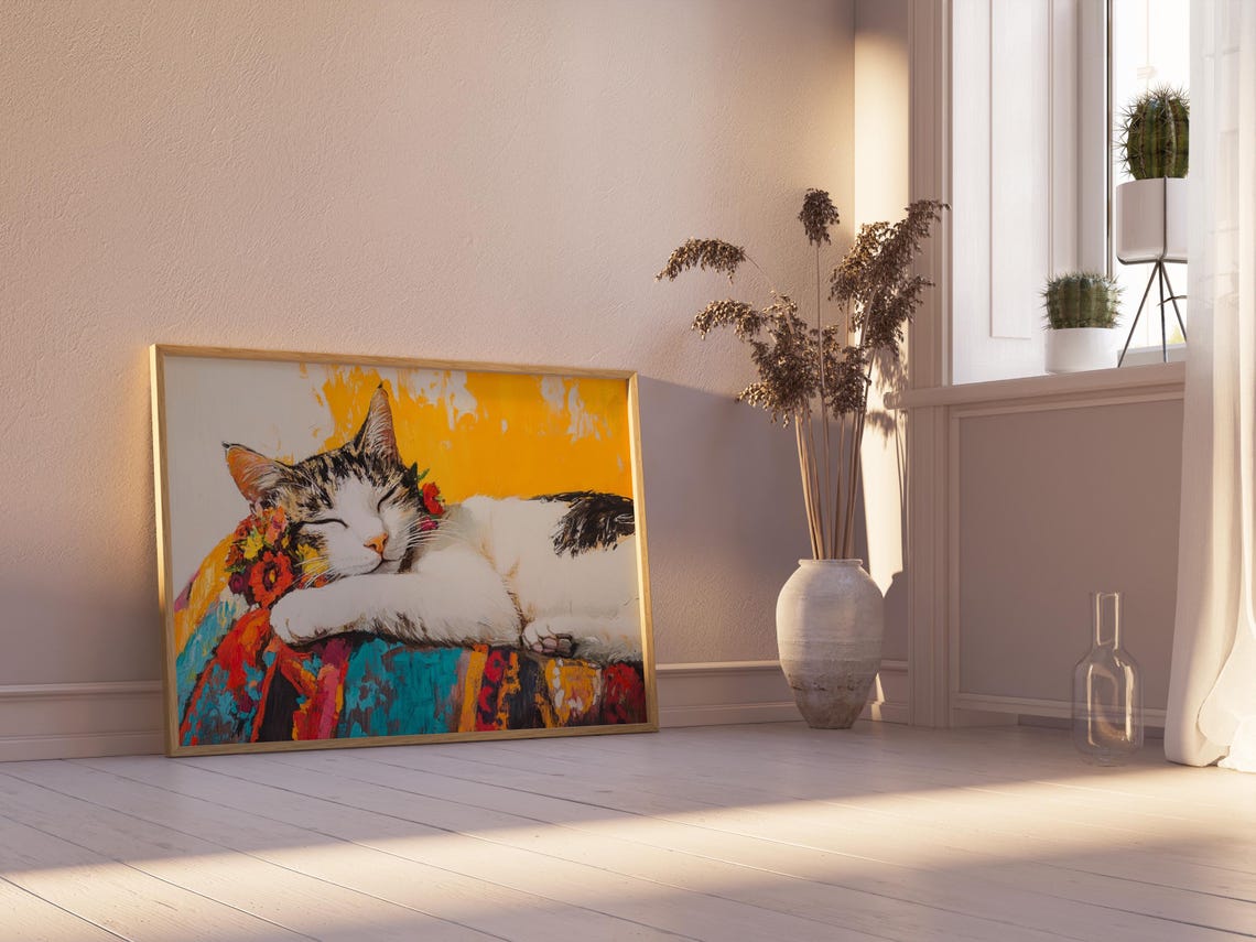 Cat Portrait Painting, Mexican Wall Art - Image 2