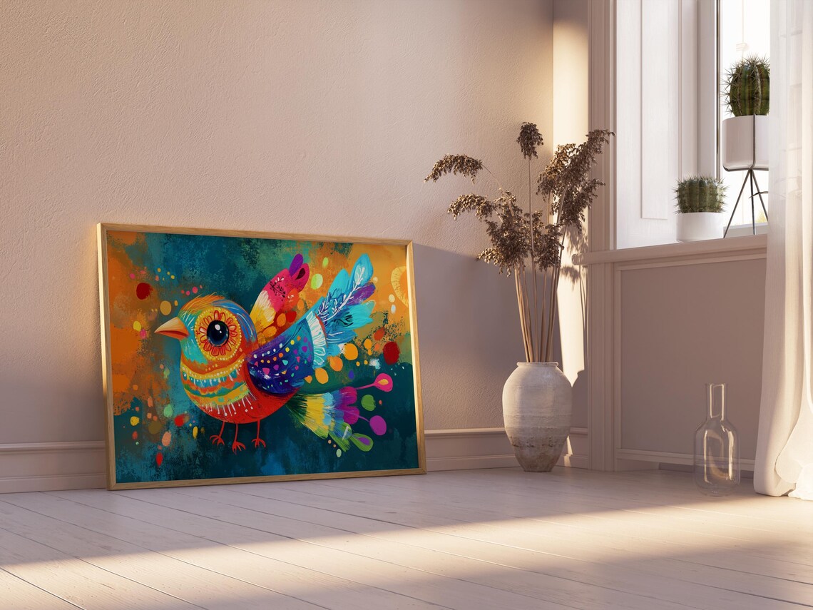 Bird Portrait Painting, Mexican Wall Art - Image 2