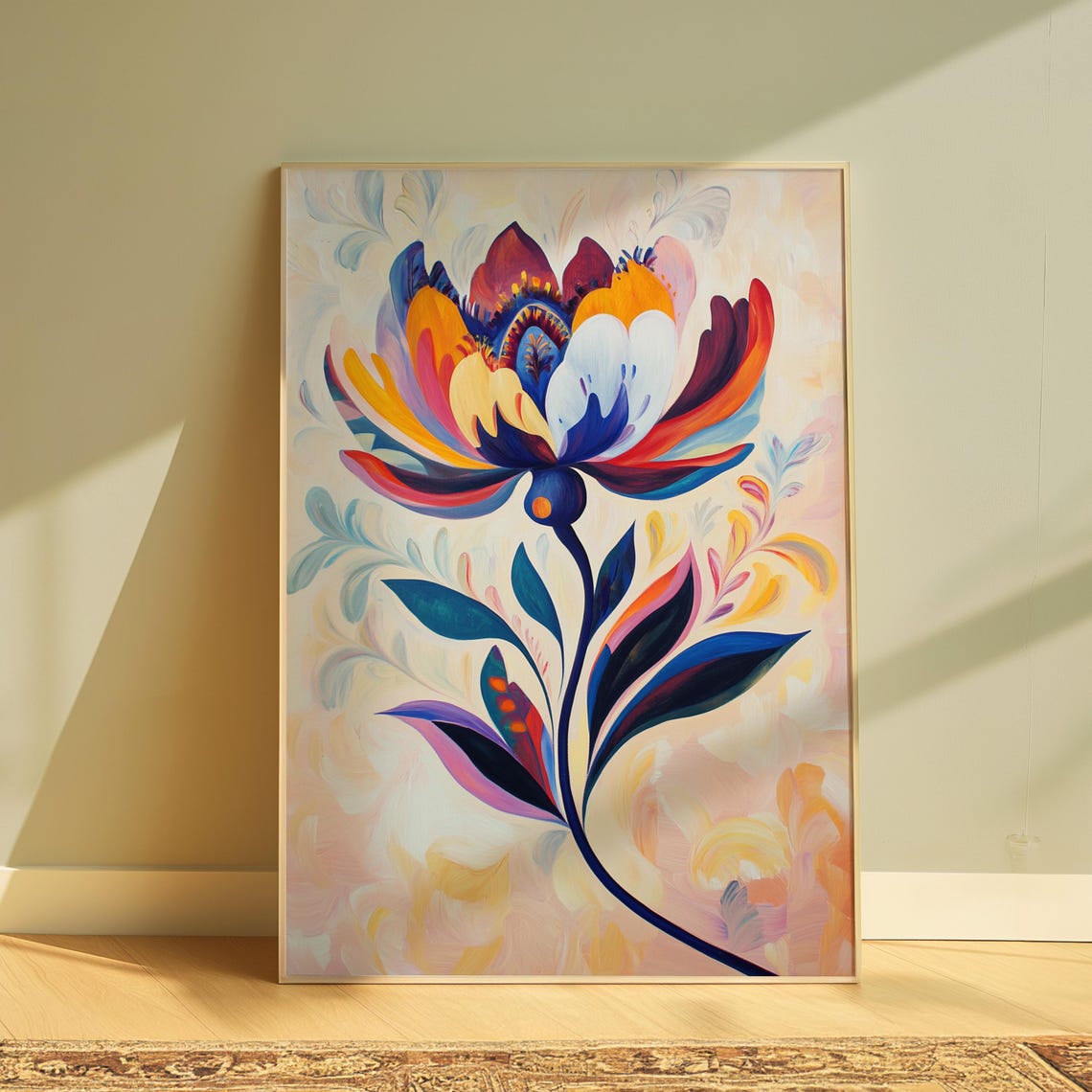 Pastel Fantasy Bloom Soft Cream Background Airy Floral Art Poster