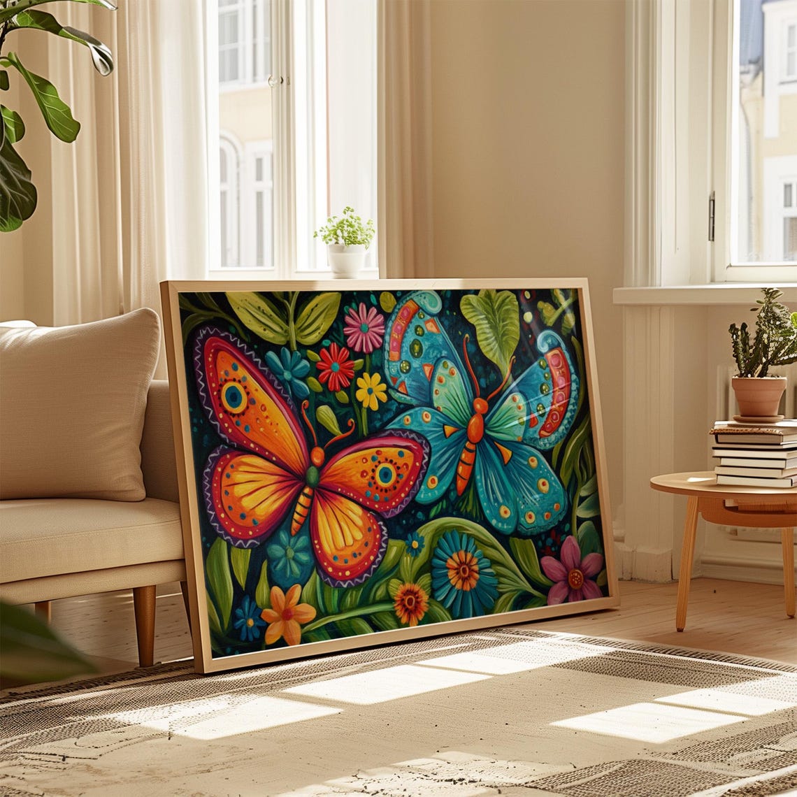 Print Butterfly Portrait Painting Mexican Wall Art New Listing 35 - Image 4