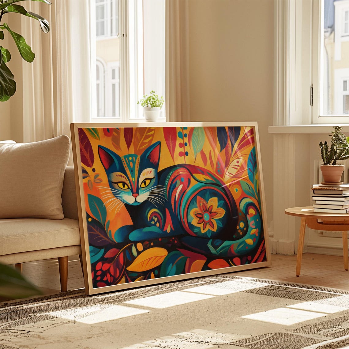 Cat Portrait Painting, Mexican Wall Art - Image 4