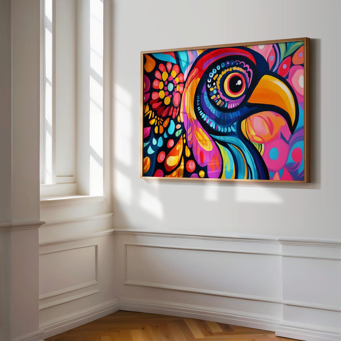 Toucan Head Close Up Big Yellow Beak Patterned Plumage Pop Art Print - Image 3