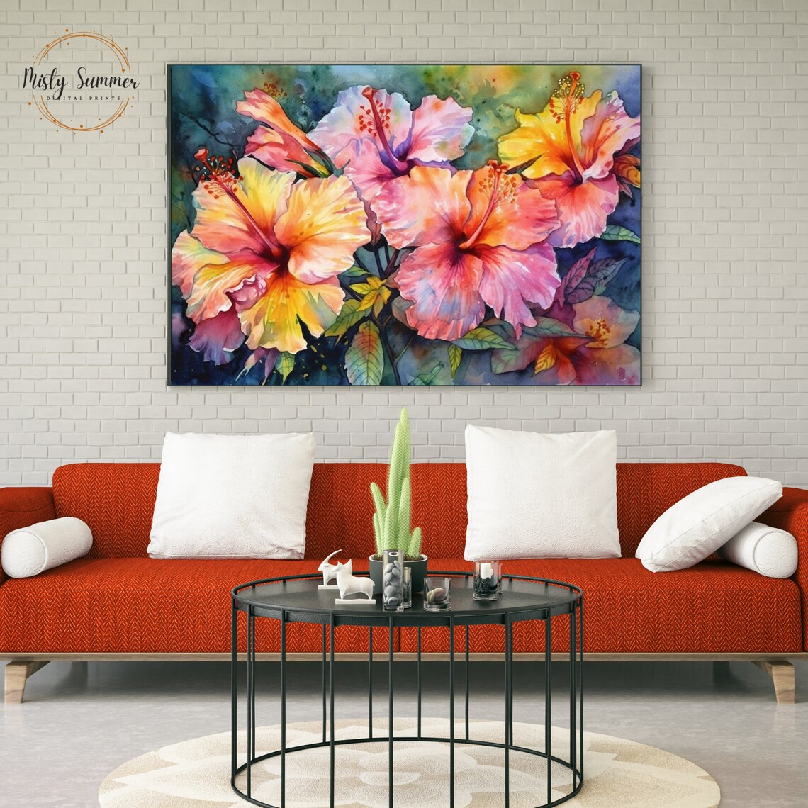 Hibiscus Flowers Impressionist Art Print, Tropical - Image 3