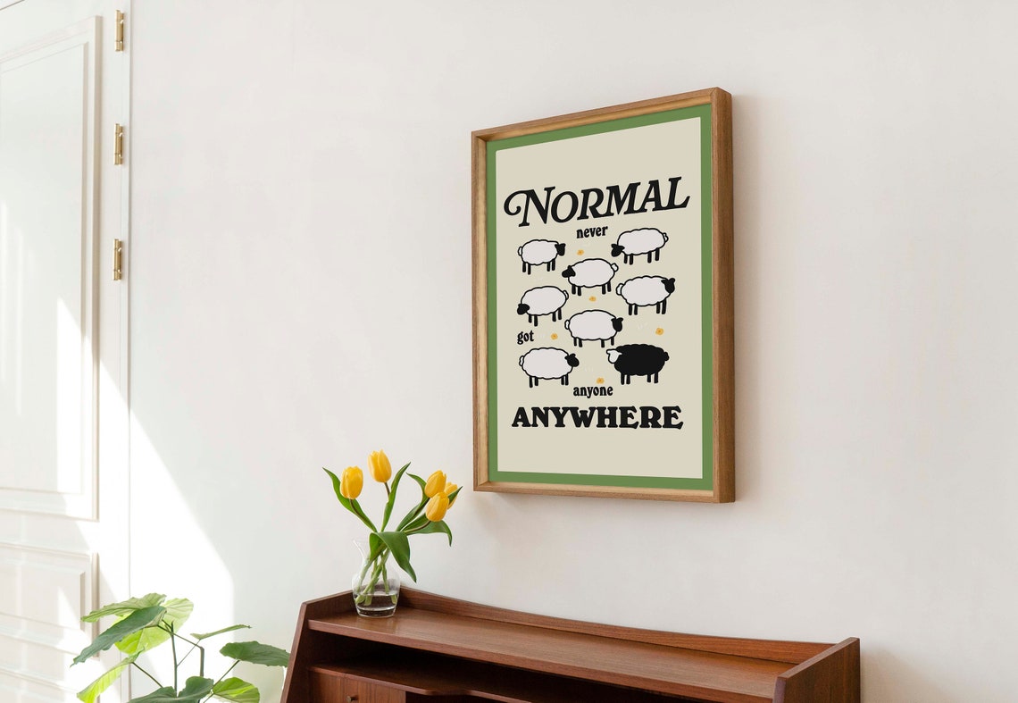 Normal Never Got Anyone Anywhere Funny Sheep Farm Quote Poster - Image 2