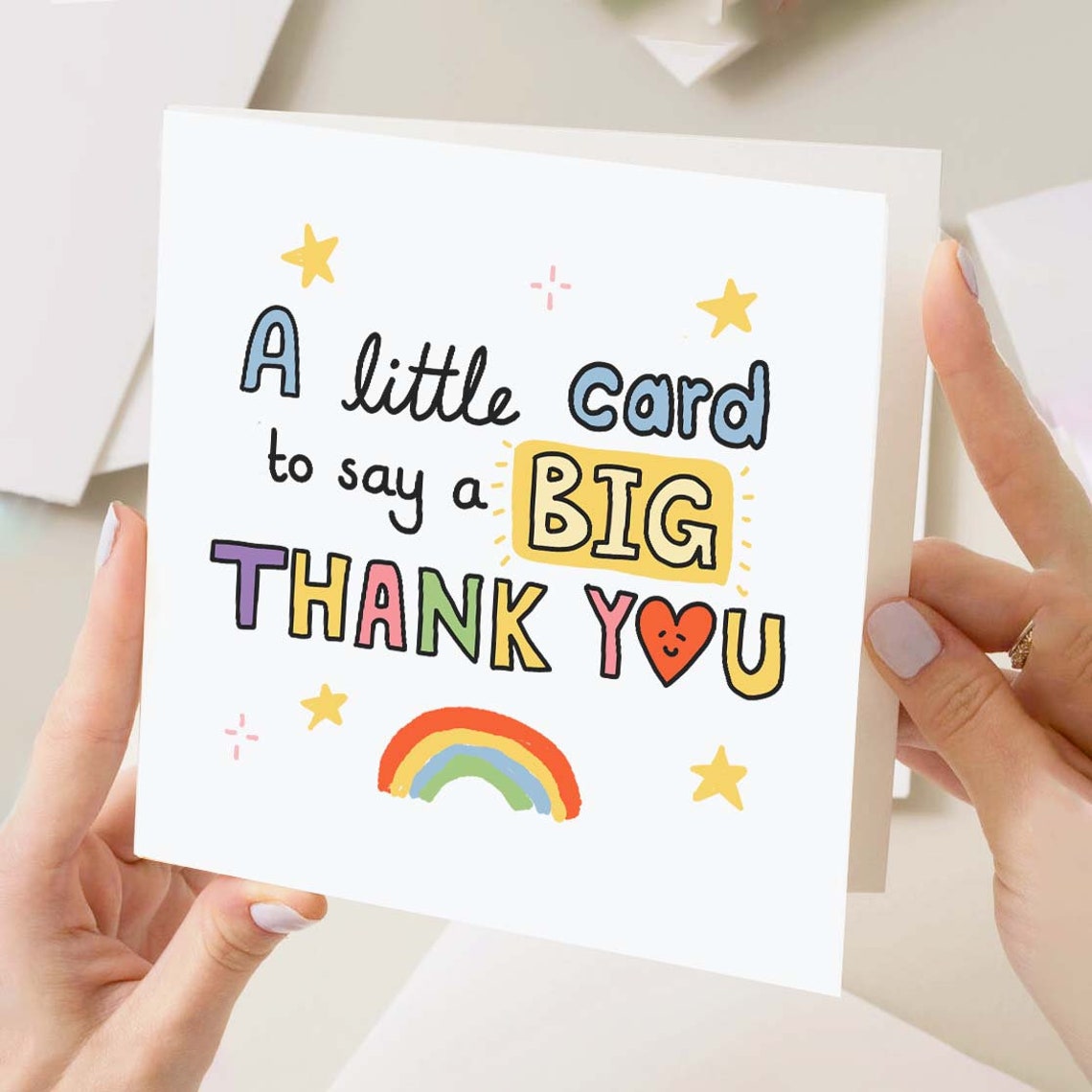 Little Card To Say A Big Thank You Greeting Card Thank You Card Personalised Message Card Cute Handmade Cards Thank You Doodle Cards - Image 3
