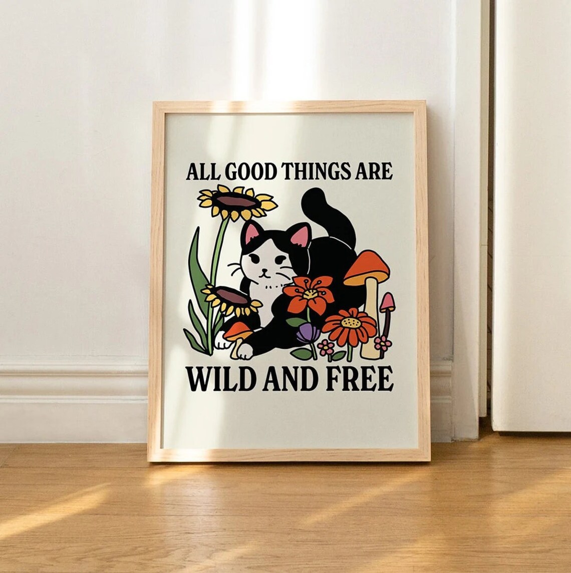 Wildflower Cat Botanical Art Print, Wild and Free - Image 2