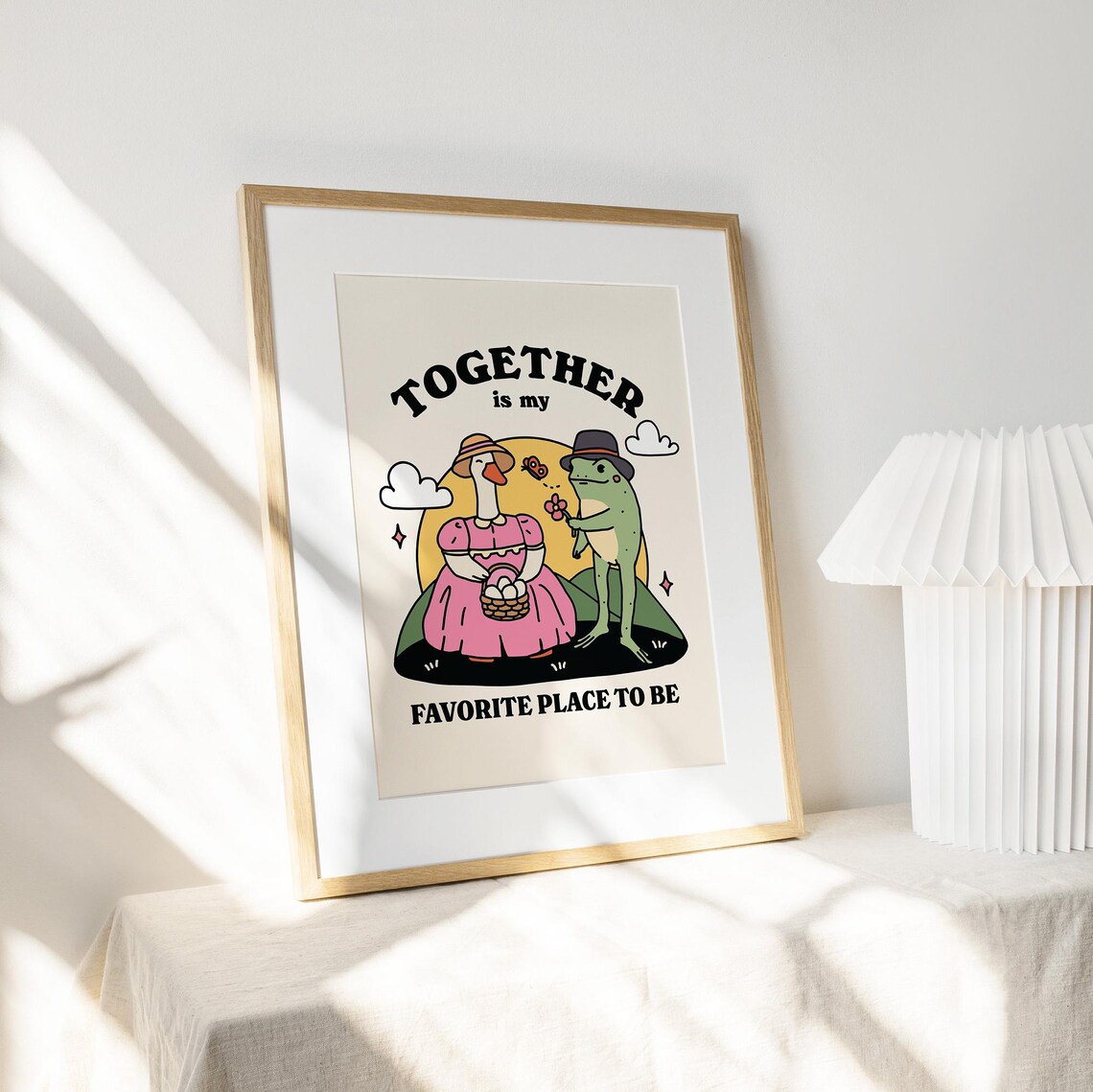 Together Is My Favorite Place to Be Cute Goose Frog Retro Poster - Image 4