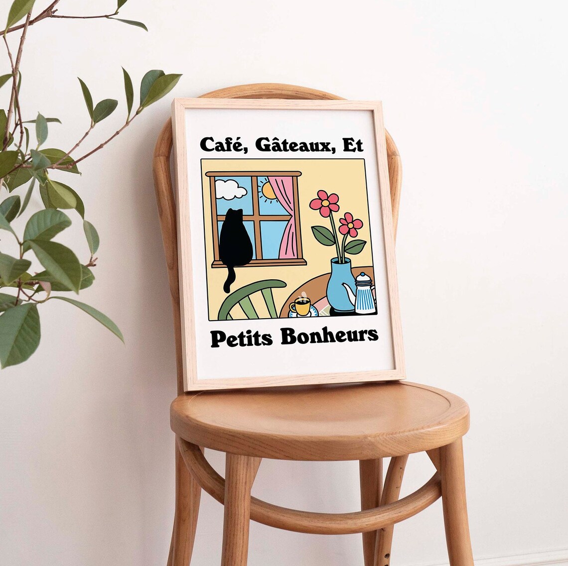French Cafe Chat Noir Retro Cat Poster, Bistro Decor - Image 2