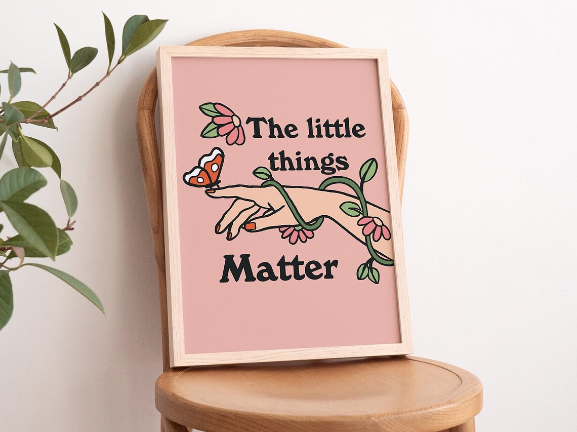 Retro Butterfly Art Print, Cute Plants Decor - Image 3