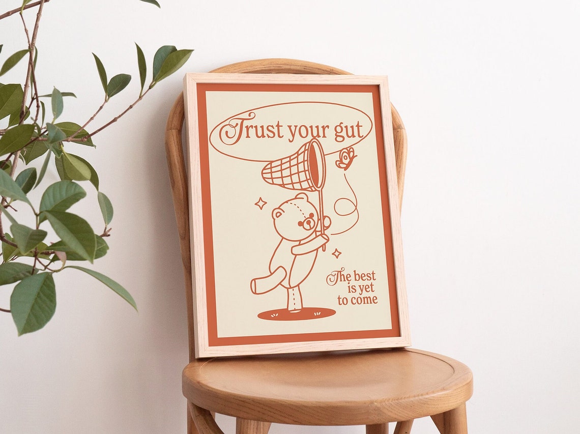 Trust Your Gut Best Is Yet To Come Bear Butterfly Burnt Orange Print - Image 3