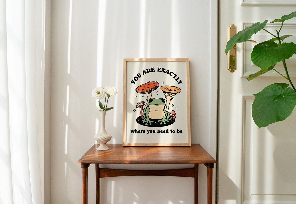 Retro Frog Mushroom Positive Quote Poster Print - Image 2