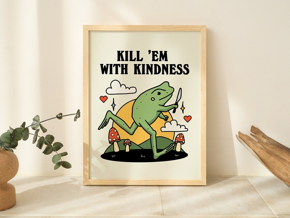 Frog Illustration Kindness Quote Nursery Decor Art Print - Image 2