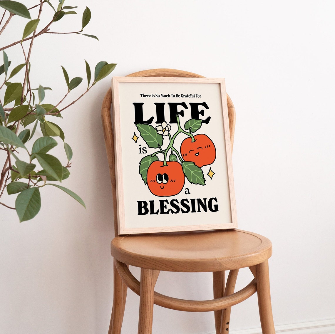 Life Is a Blessing Gratitude Apples Retro Motivational Poster - Image 4