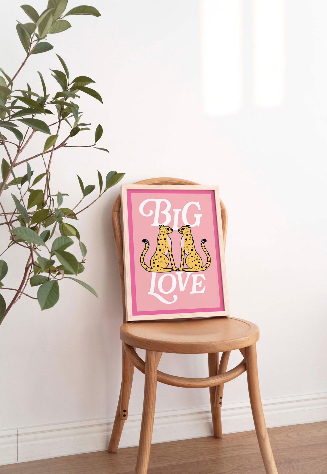 Big Love Yellow Cheetahs Maximalist Pink Animal Statement Poster - Image 4