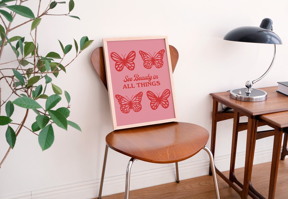Retro Butterfly Art Print, Cute Butterfly Decor - Image 3