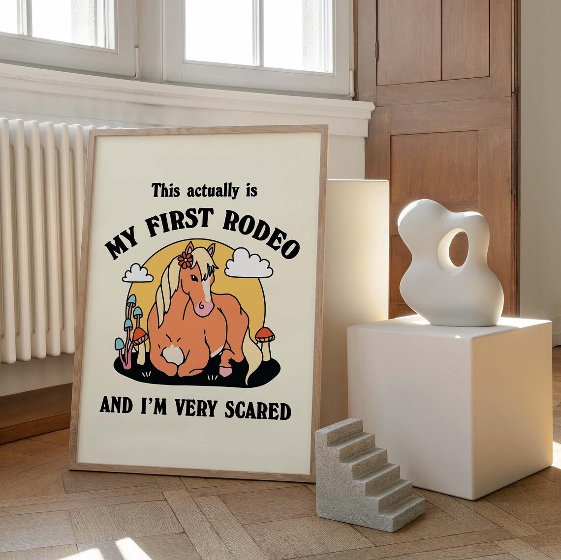 My First Rodeo Funny Cowboy Horse Cottagecore Western Quote Poster - Image 2