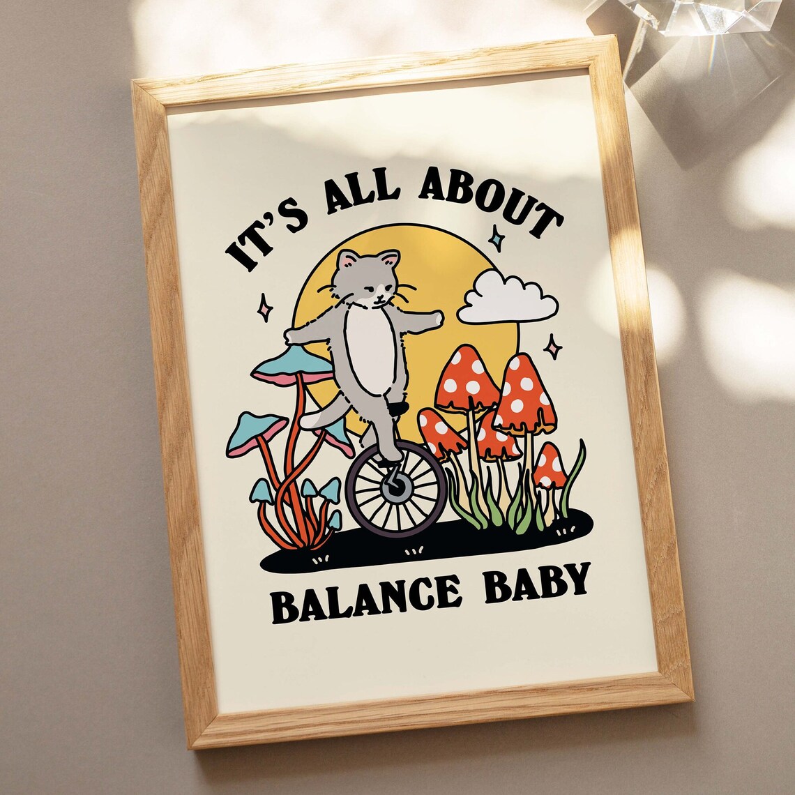 Balance Cat Quote Poster, Retro Cottagecore Style - Image 2