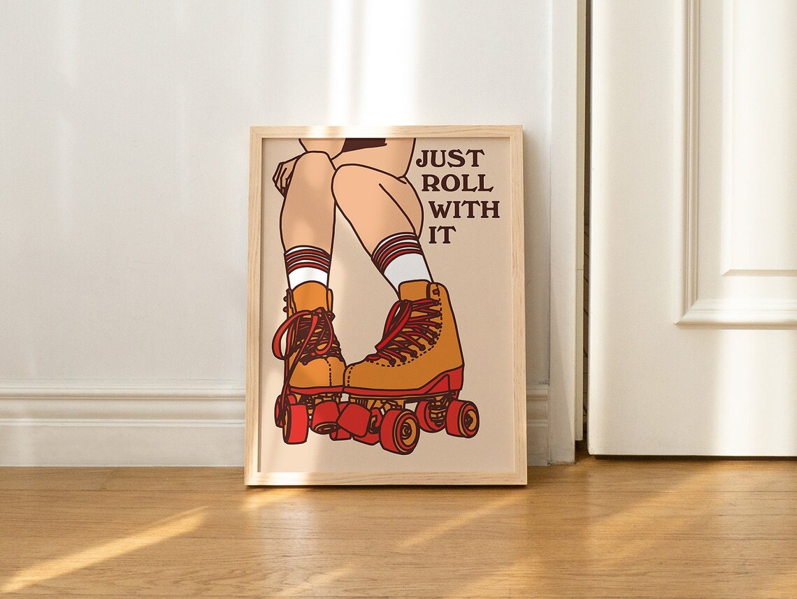 Roller Skates Retro 80s Groovy Poster Print - Image 2