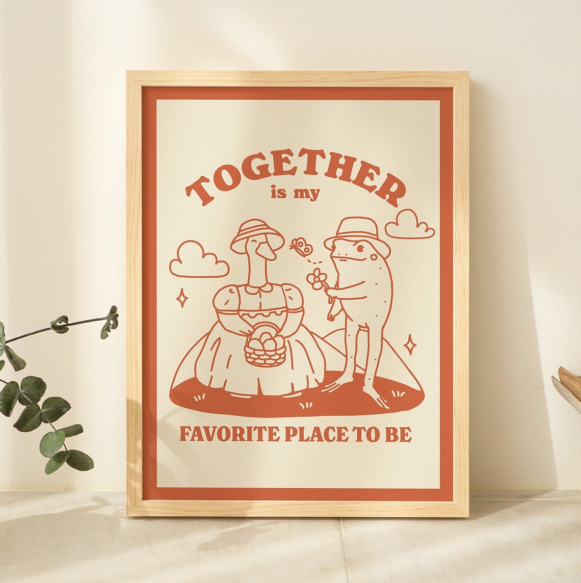 Cute Frog And Goose Romantic Cottagecore Poster