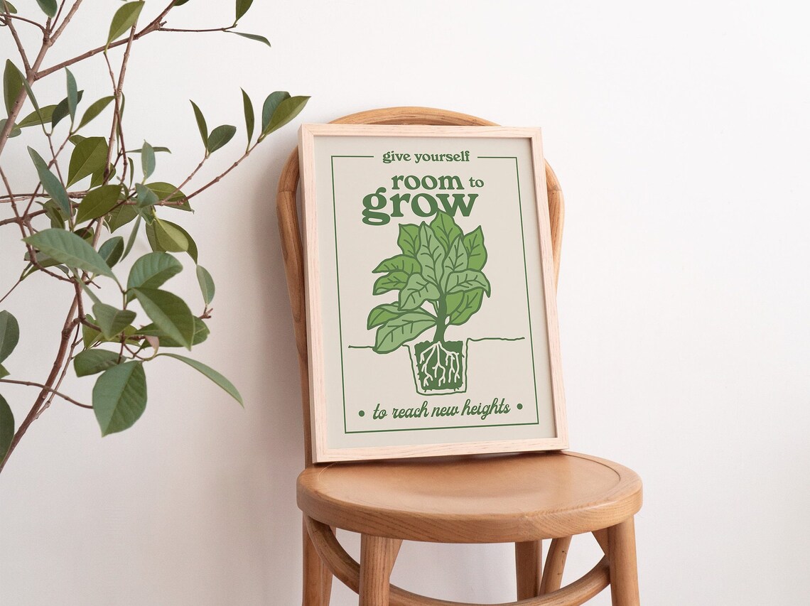 Give Yourself Room To Grow Potted Plant Green Quote Wall Poster - Image 3
