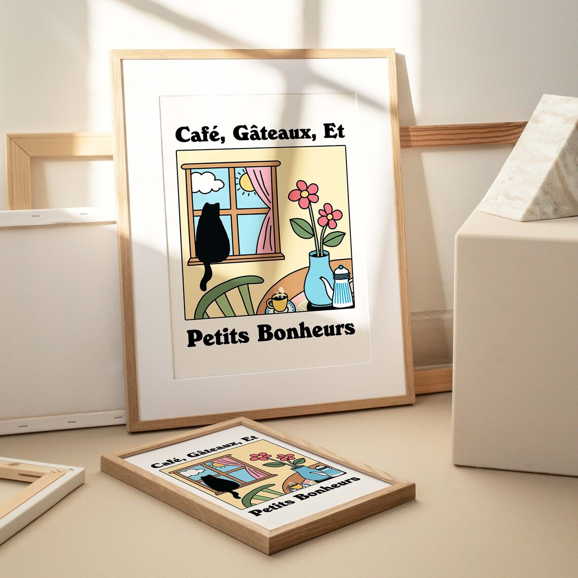 French Cafe Chat Noir Retro Cat Poster, Bistro Decor - Image 3