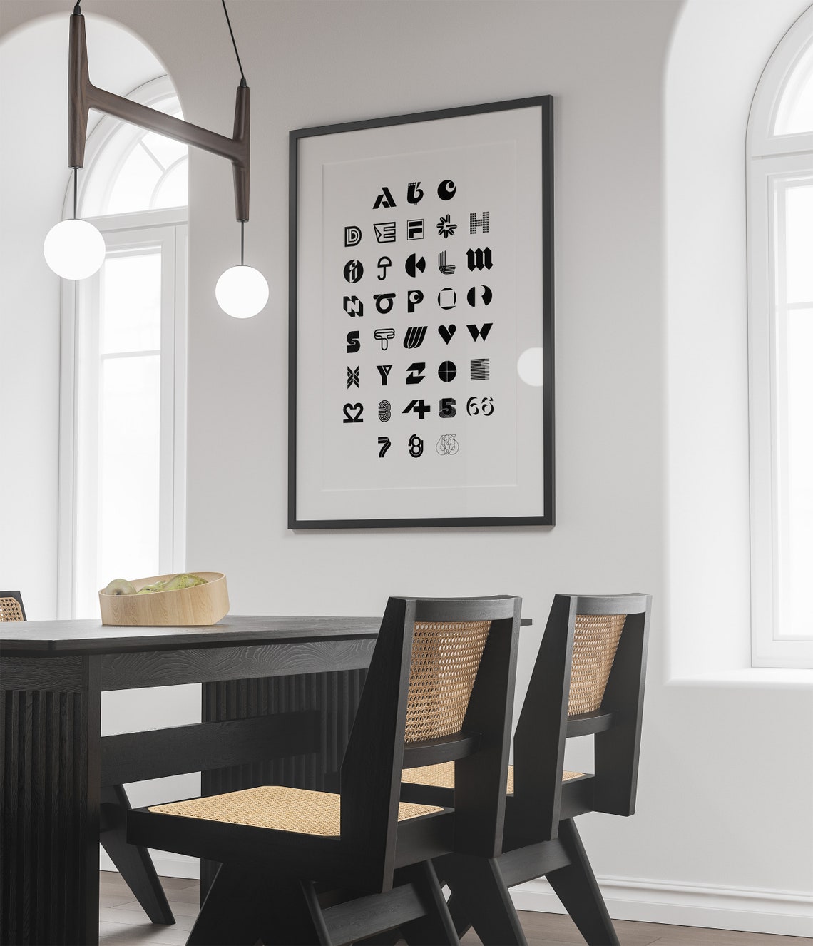 Stylized Alphabet Letterforms Black On White Designer Typeface Poster - Image 6