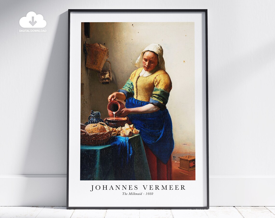 Johannes Vermeer The Milkmaid 1660 Classic Art Reproduction Poster
