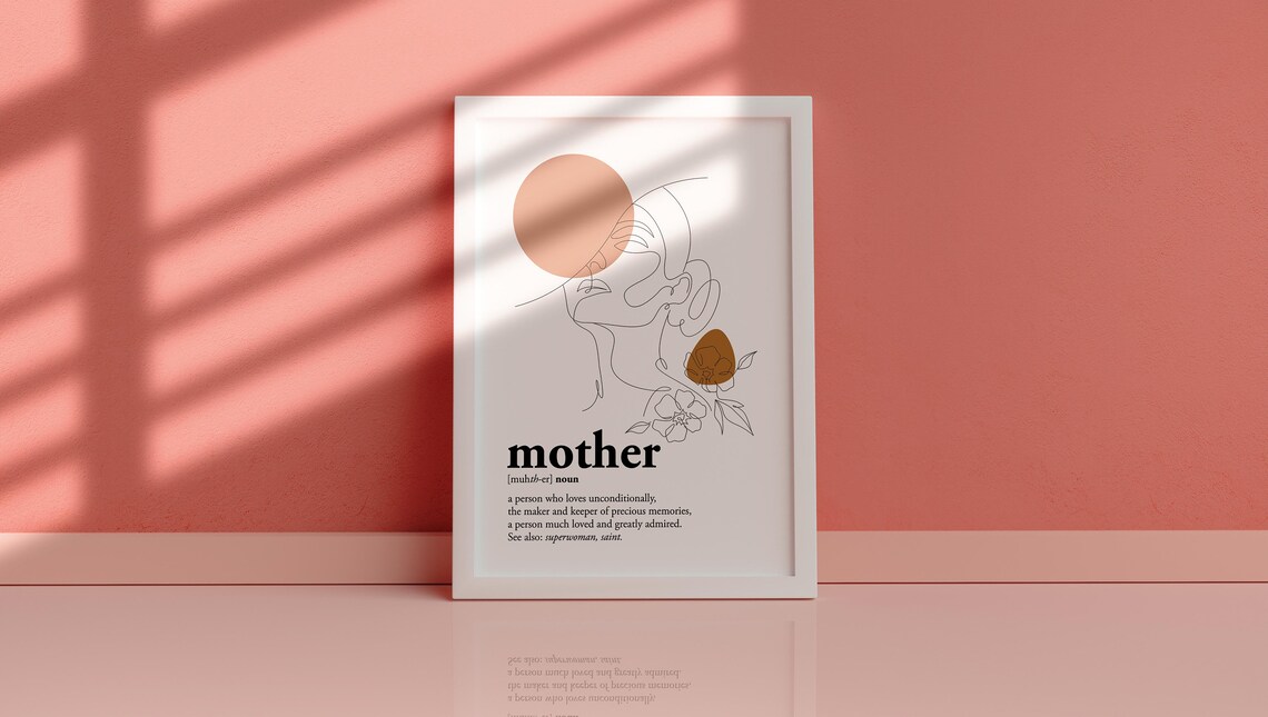 Mother Definition Floral Line Art Portrait Sentimental Quote Poster - Image 4