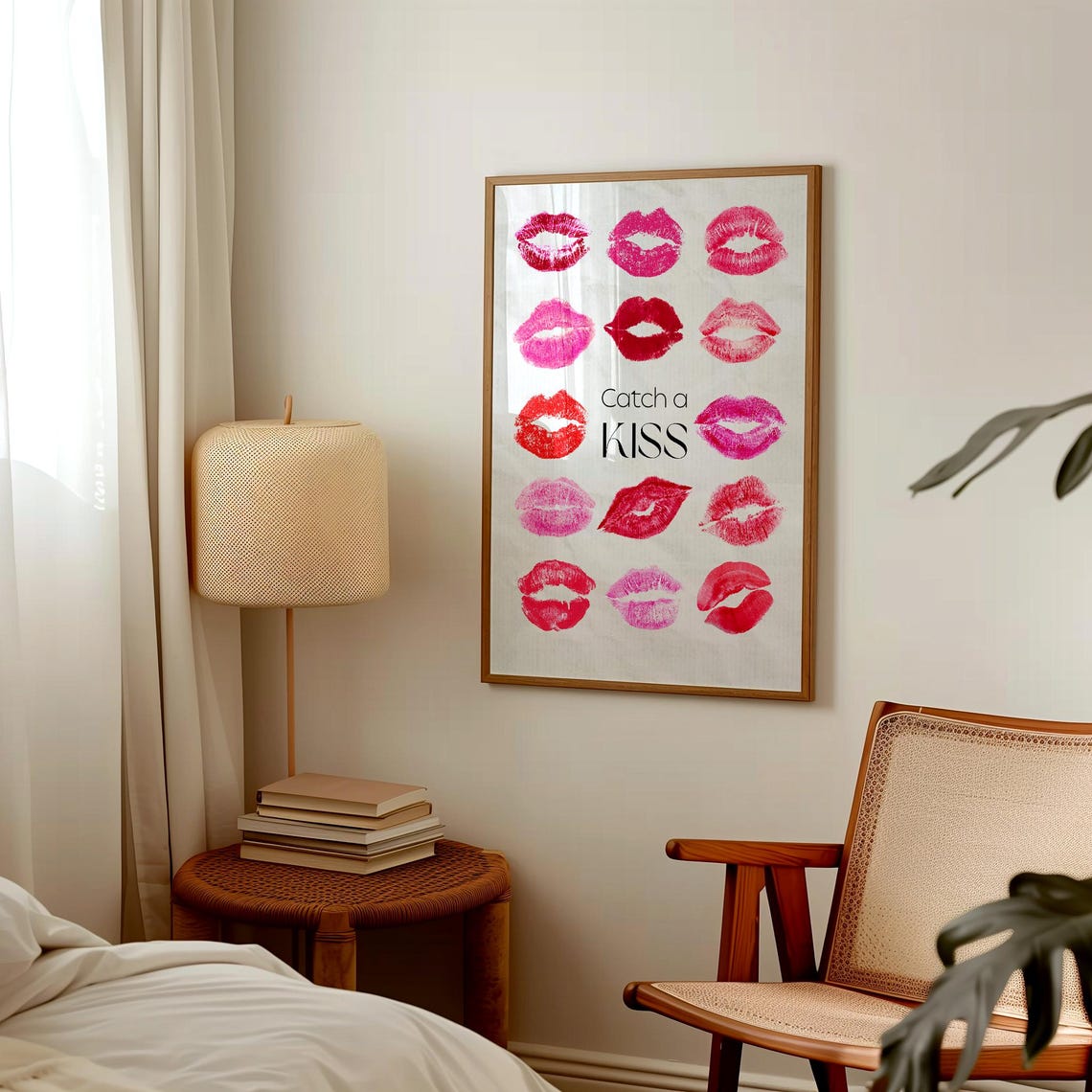 Catch a Kiss Lipstick Prints Girly Pink Coquette Bedroom Decor Poster - Image 2
