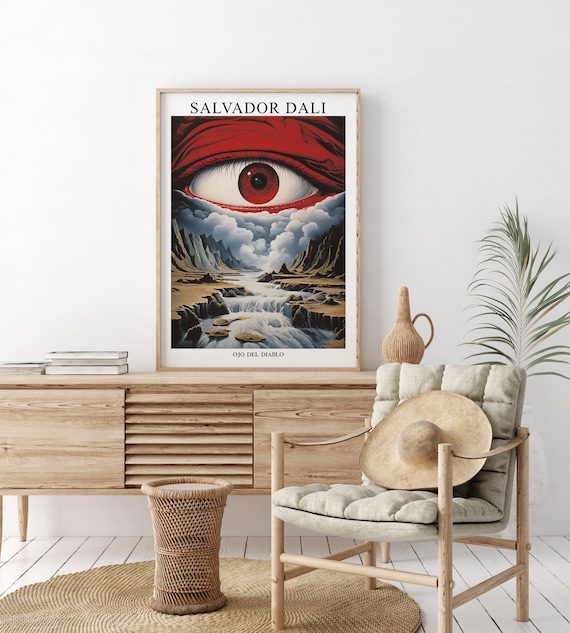 Salvador Dali Ojo Del Diablo Red Eye Mountain River Surreal Art Poster