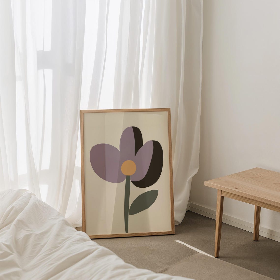 Oversized Single Purple Flower Minimalist Botanical Art Poster - Image 4