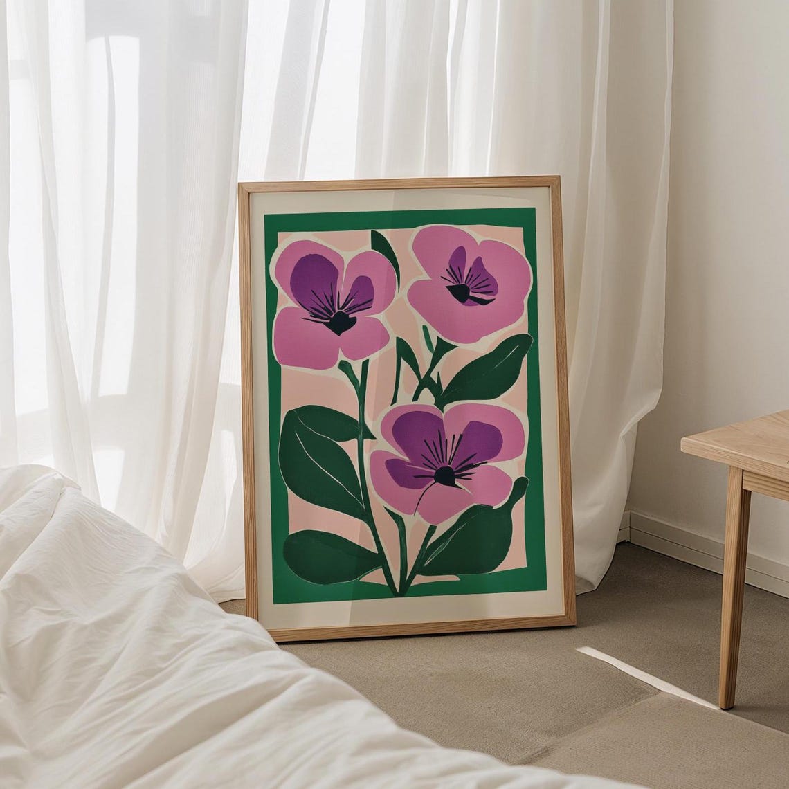 Bold Pink Purple Floral Market Botanical Modern Gallery Poster
