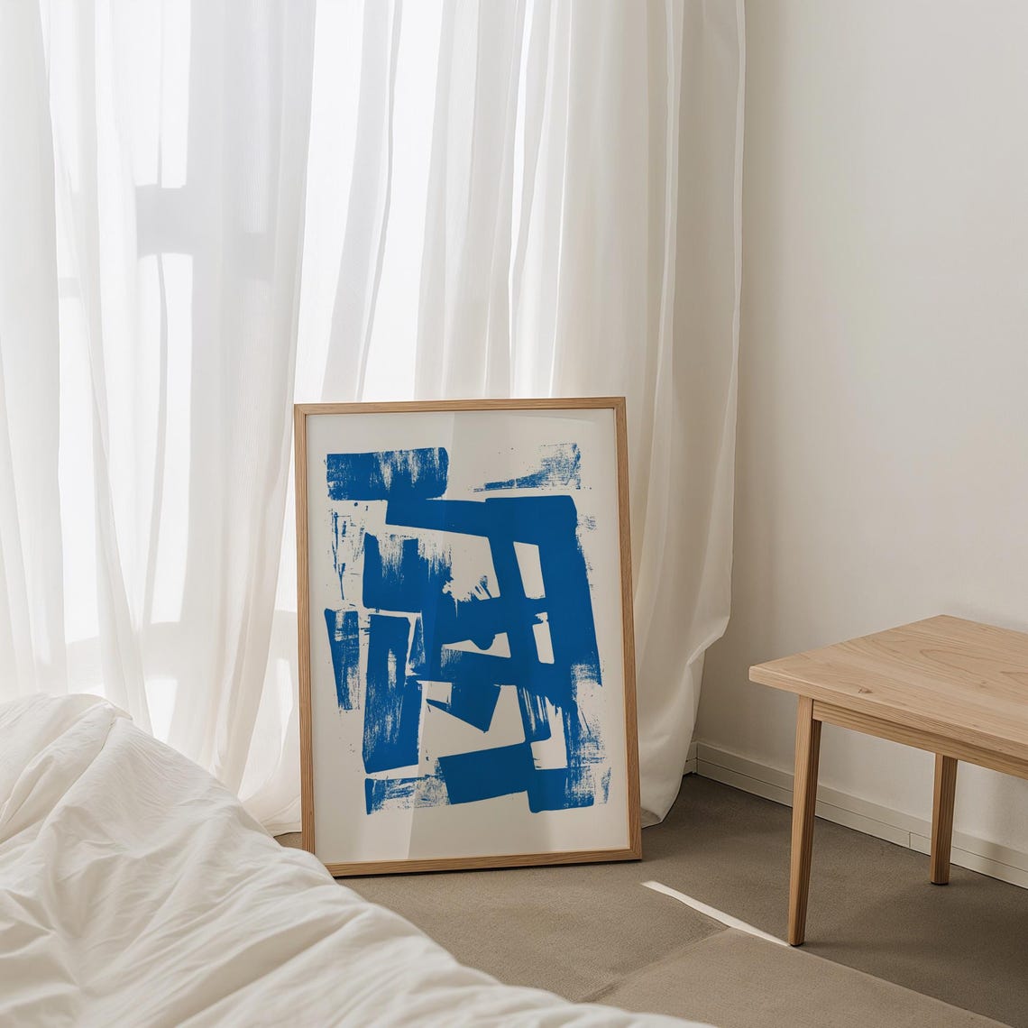 Bold Cobalt Blue Brushstroke Abstract Expressionist Art Poster - Image 4
