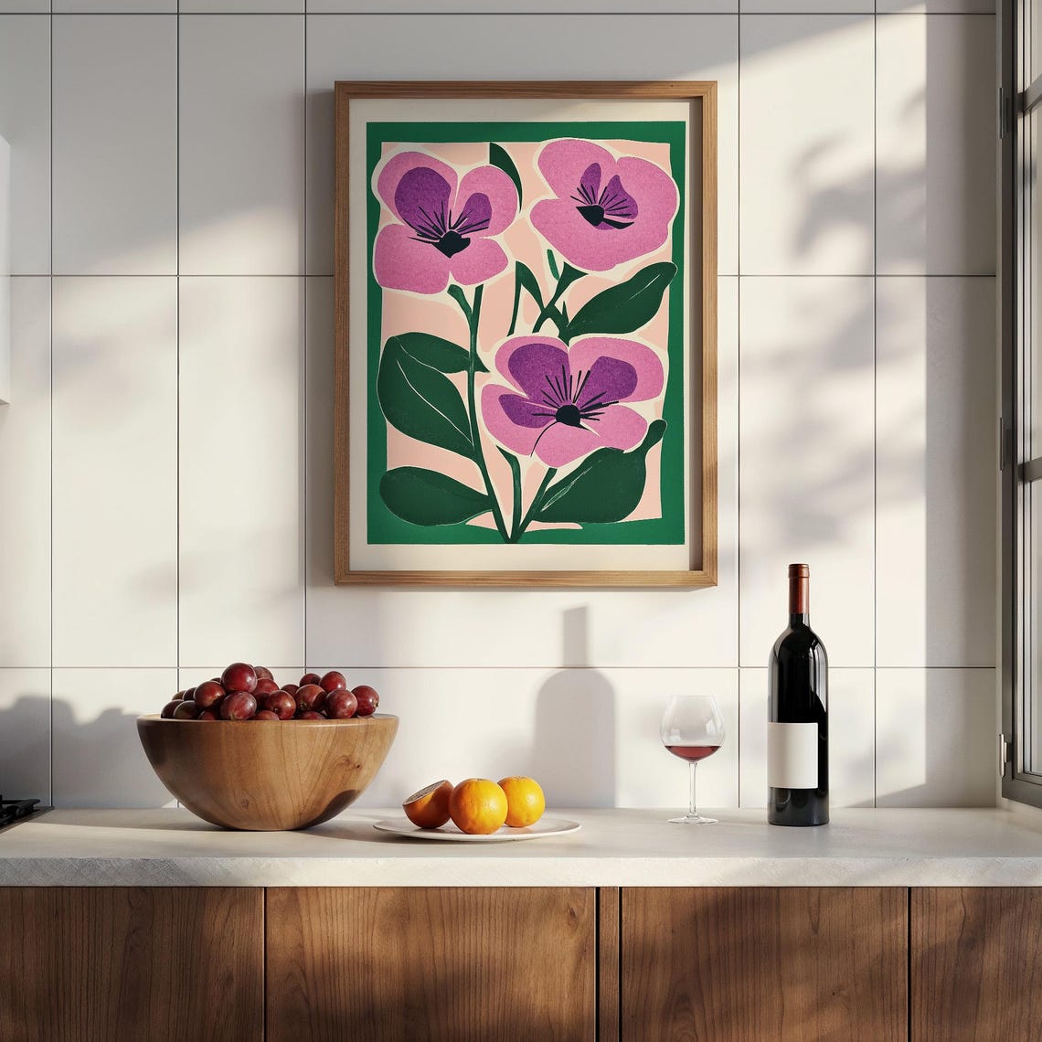 Bold Pink Purple Floral Market Botanical Modern Gallery Poster - Image 2